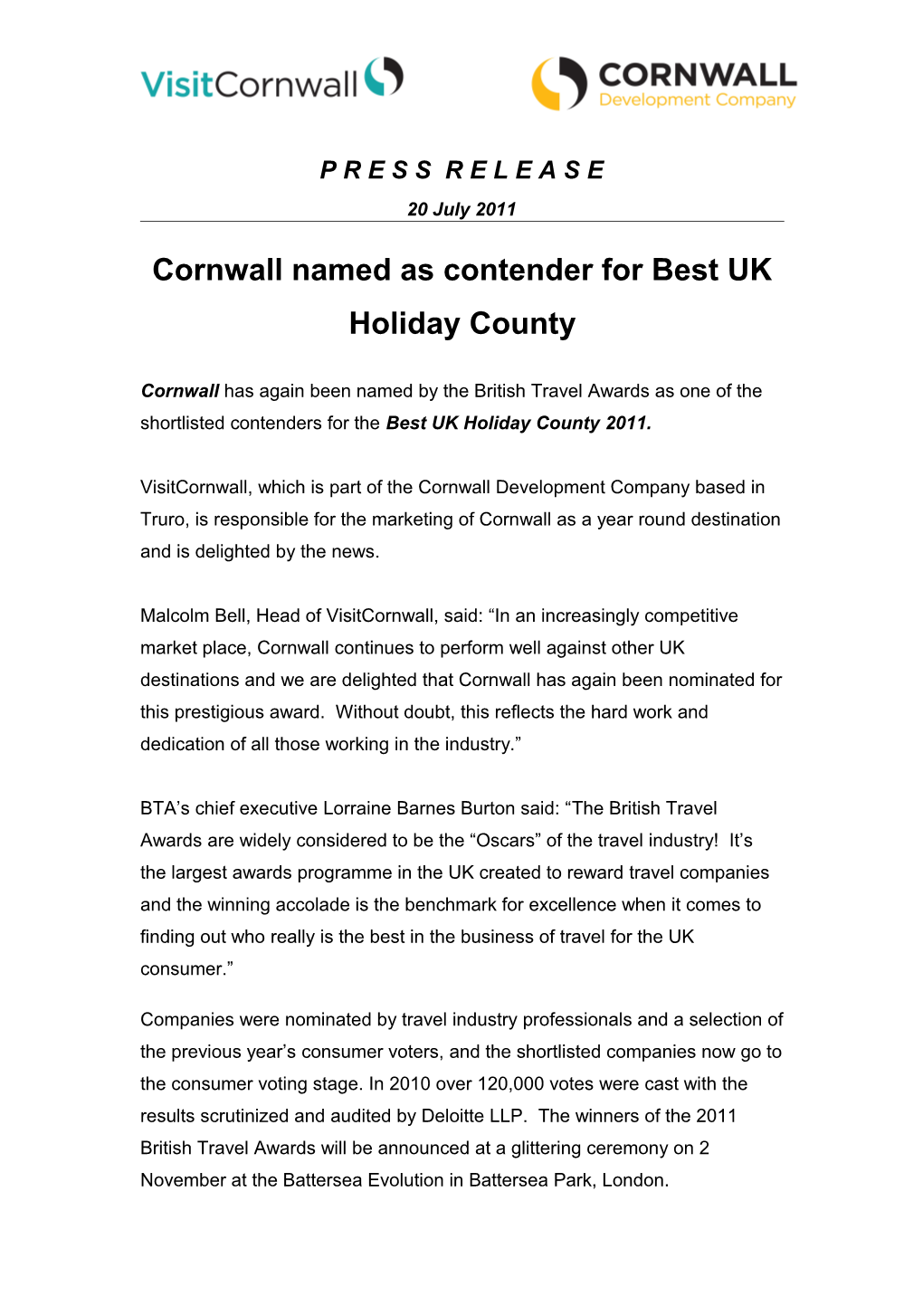 Cornwall Named As Contender for Best UK Holiday County