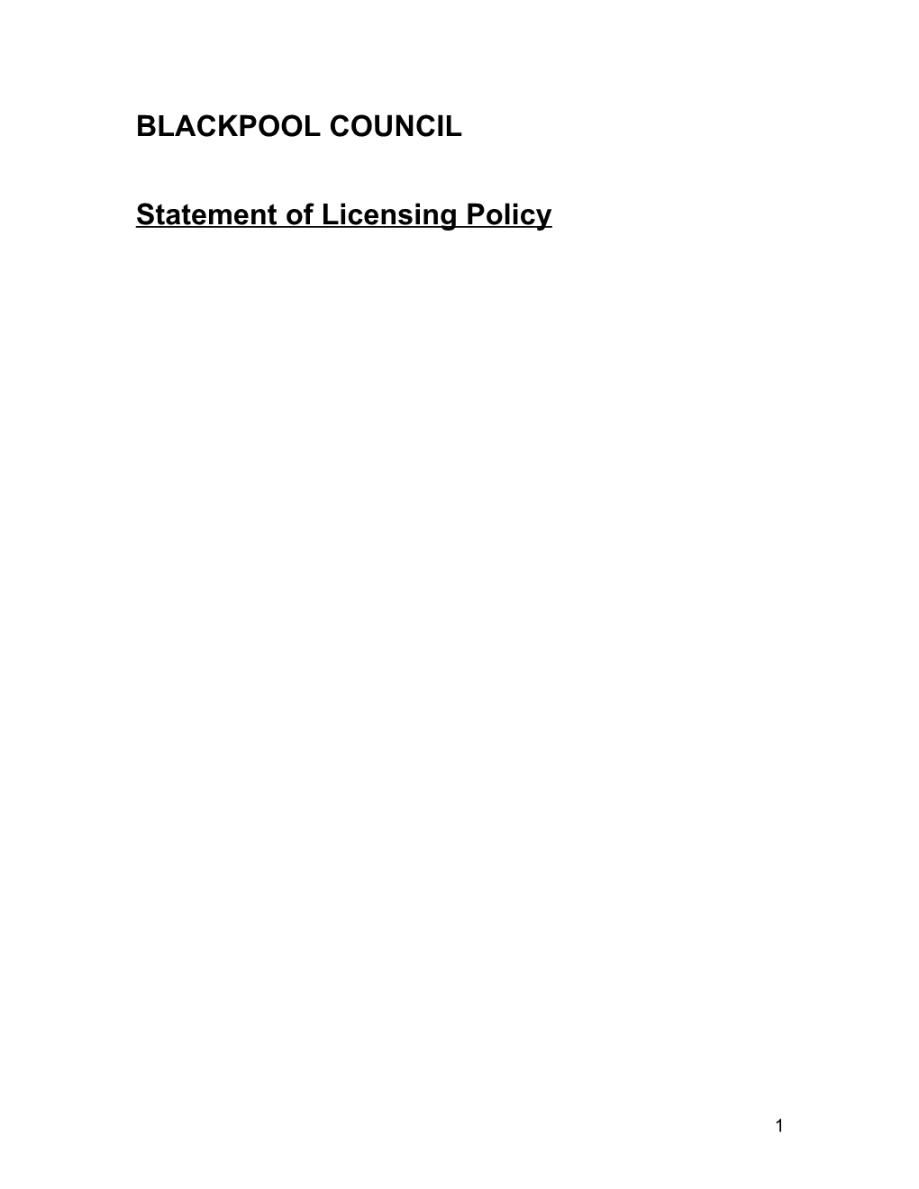 Revised Licensing Policy