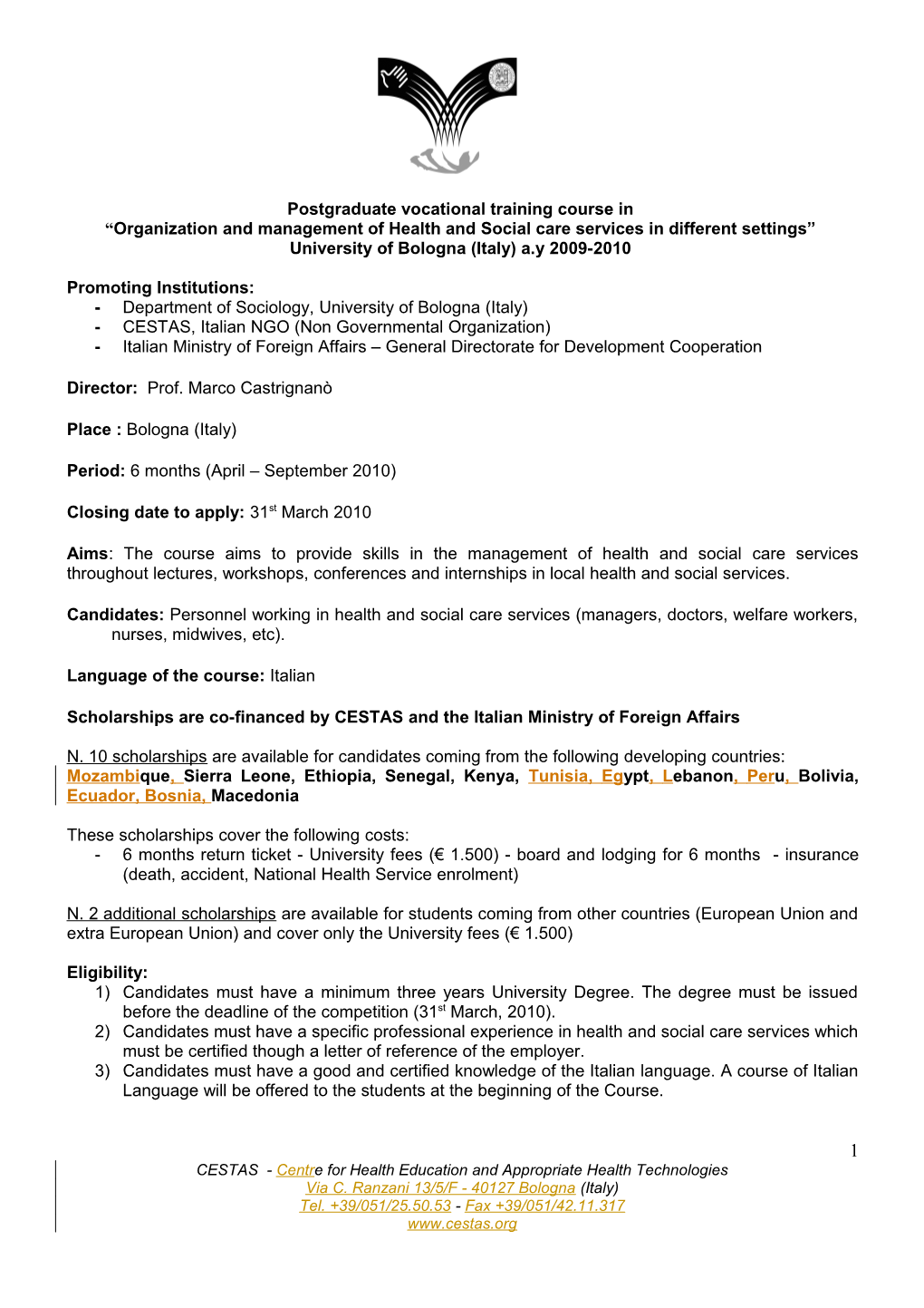 Organization and Management of Social-Health Systems in Differentiated Settings (For Managers