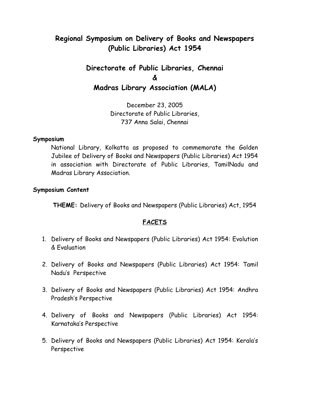 Regional Seminar on Delivery of Books and Newspapers (Public Libraries) Act 1954