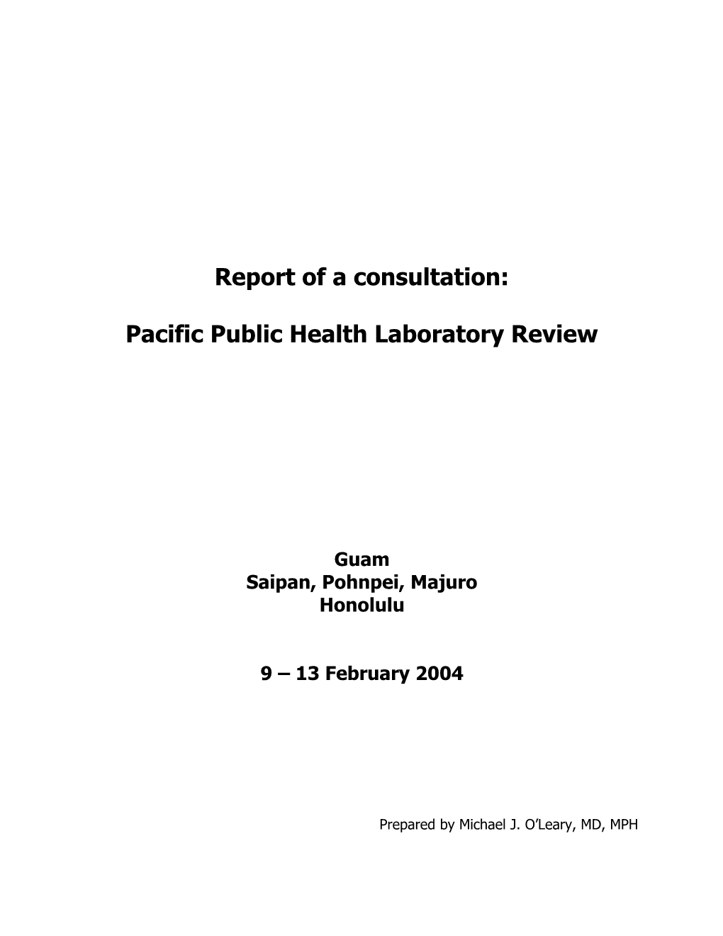 Report of a Consultation