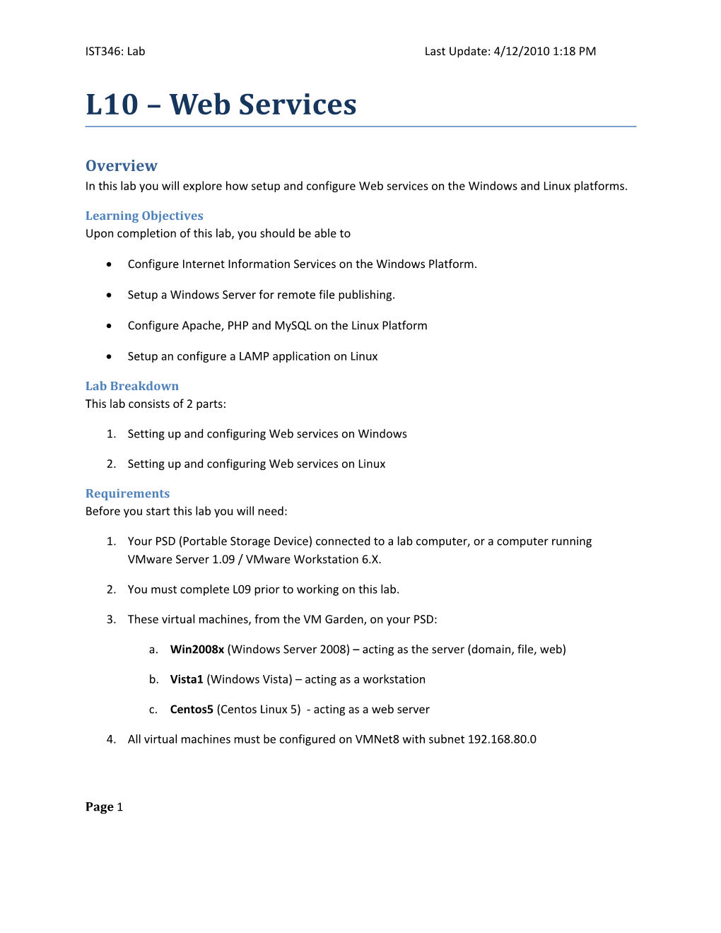 IST346: Lab Last Update: 4/12/2010 1:18 PM