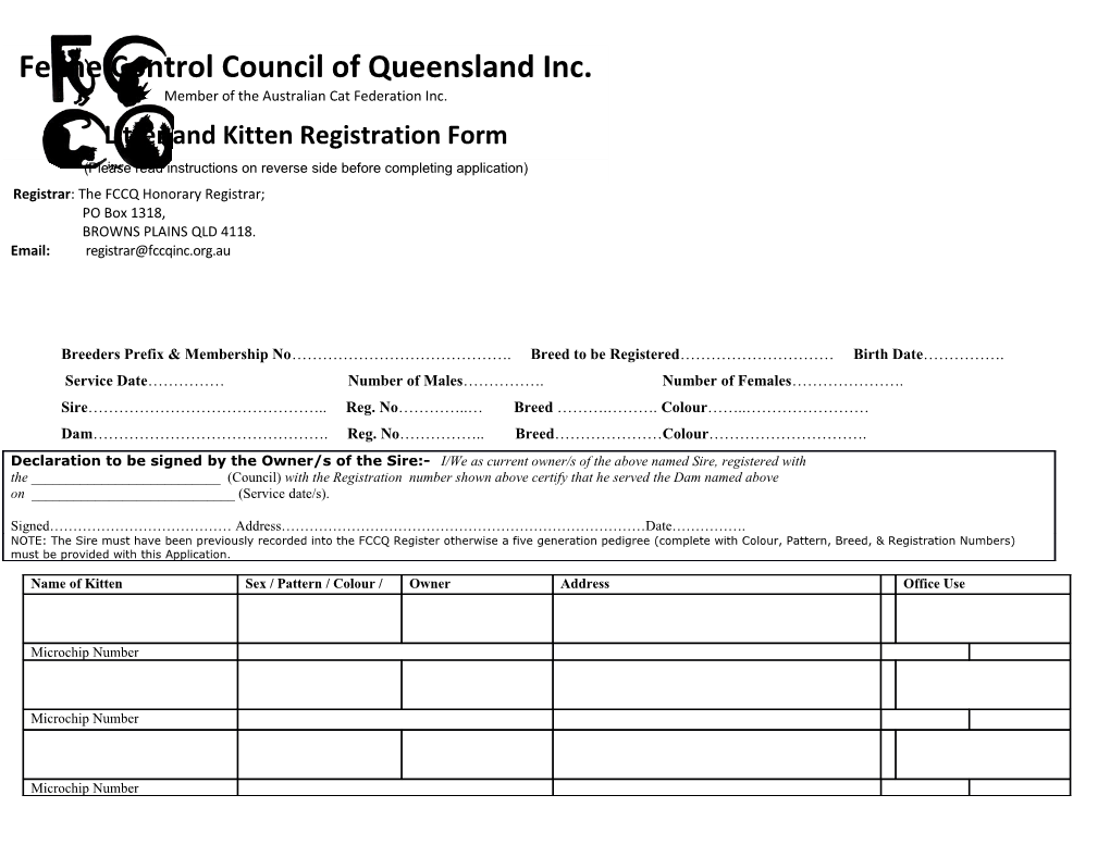 Feline Control Council of Queensland Inc