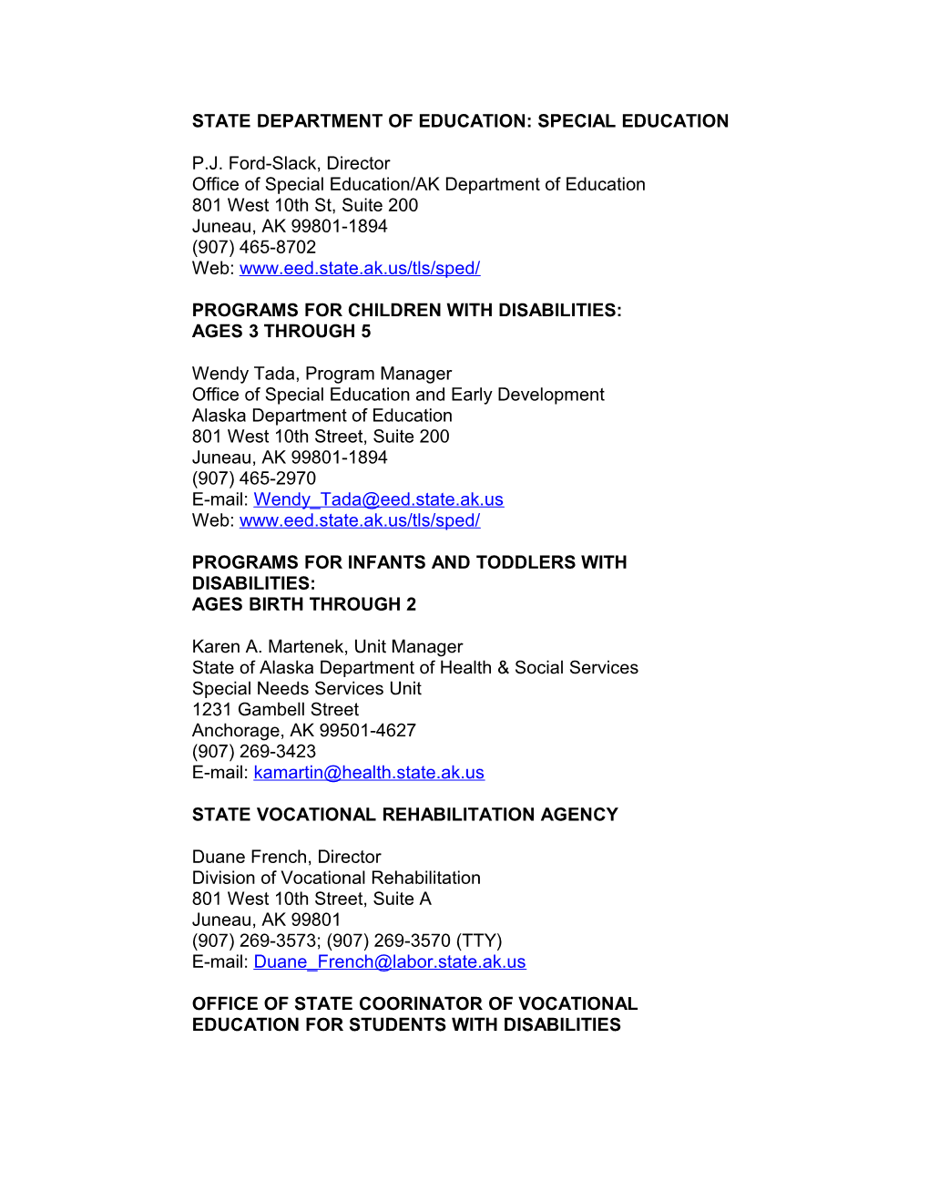 State Department of Education: Special Education s1
