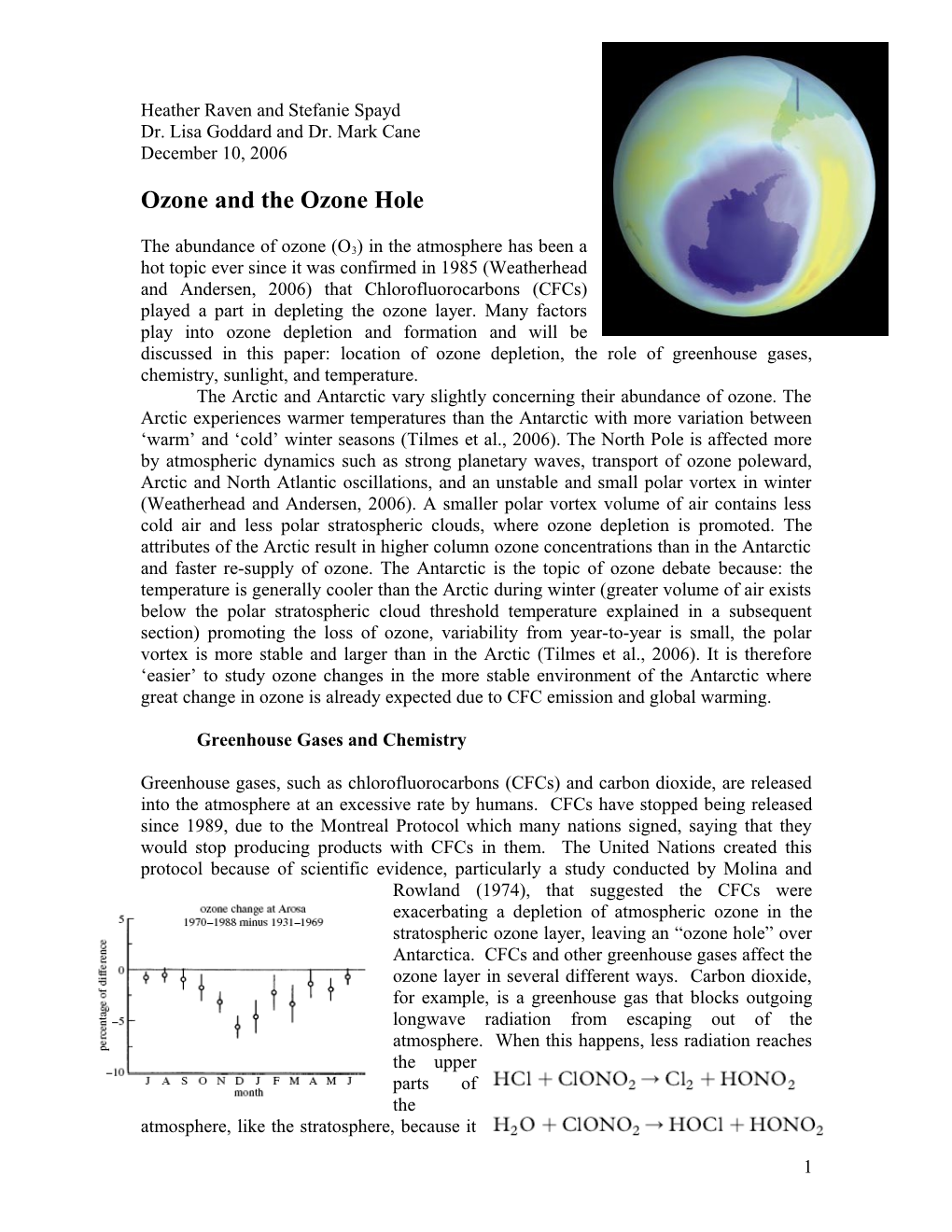 Ozone and the Ozone Hole