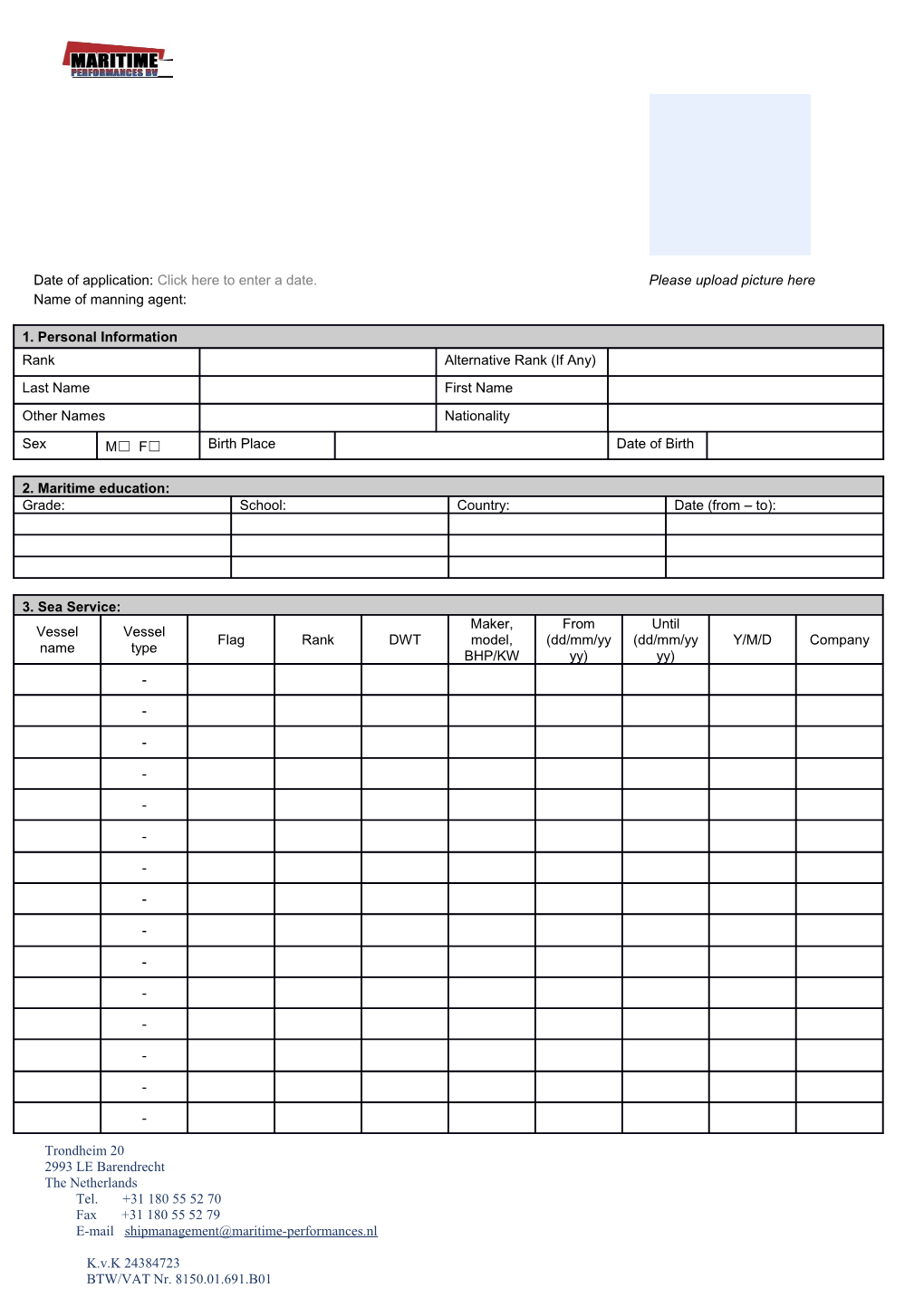 Application Form - Maritime Performances