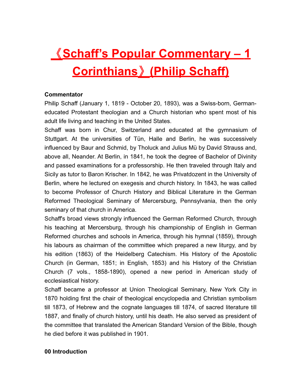 Schaff S Popular Commentary 1 Corinthians (Philip Schaff)