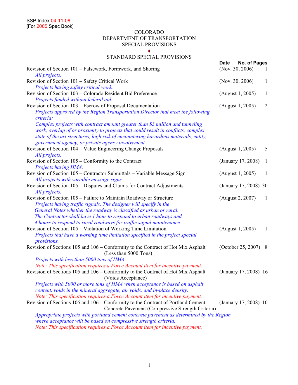 For 1999 Spec Book SSP Index As of 10-05-01