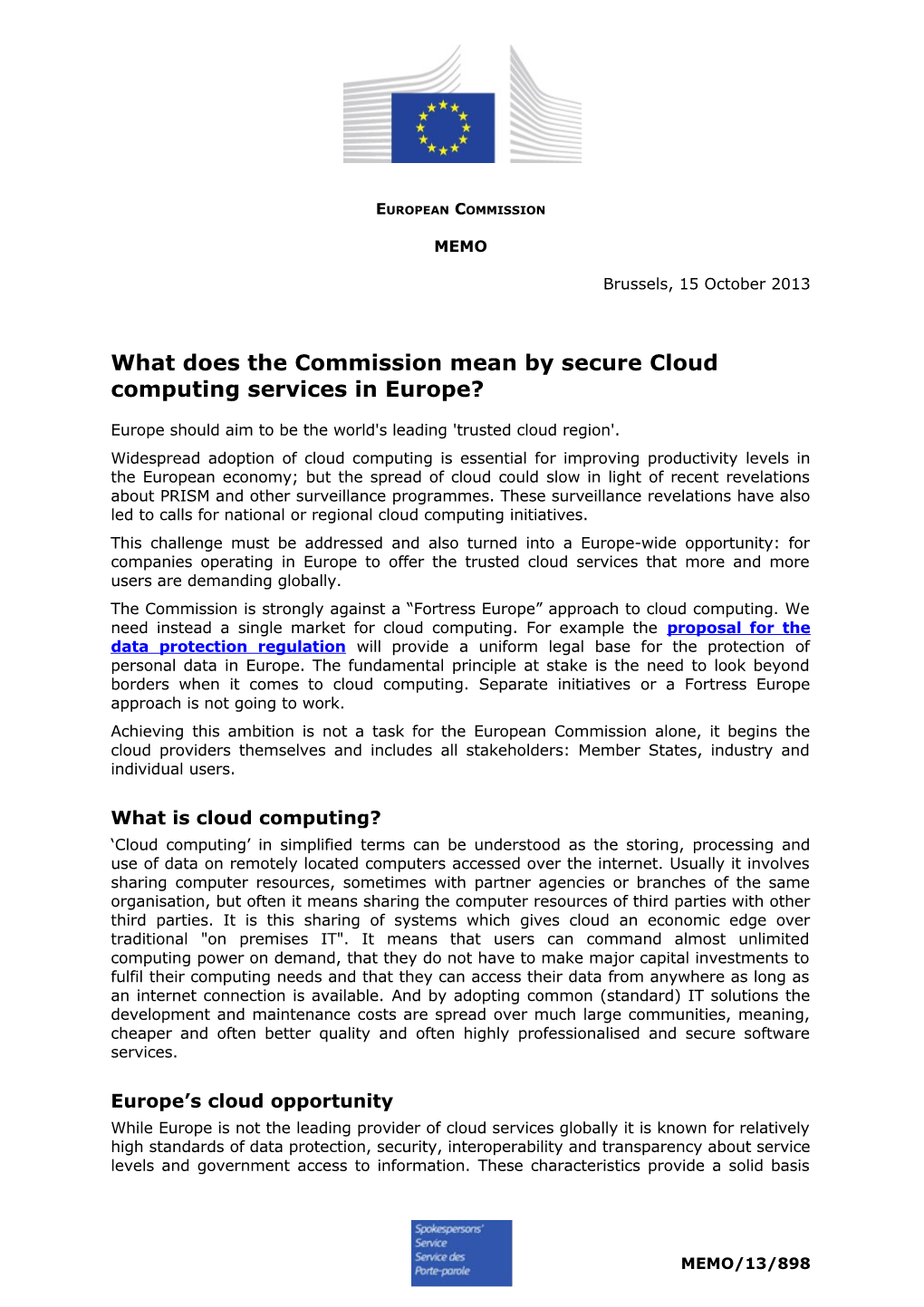 What Does the Commission Mean by Secure Cloud Computing Services in Europe?