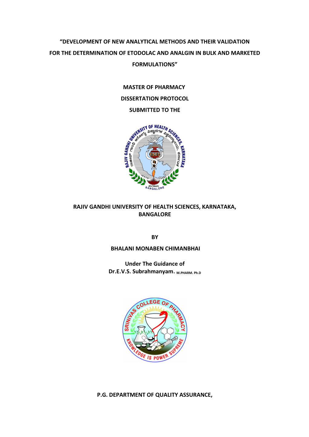 Development of New Analytical Methods and Theirvalidation