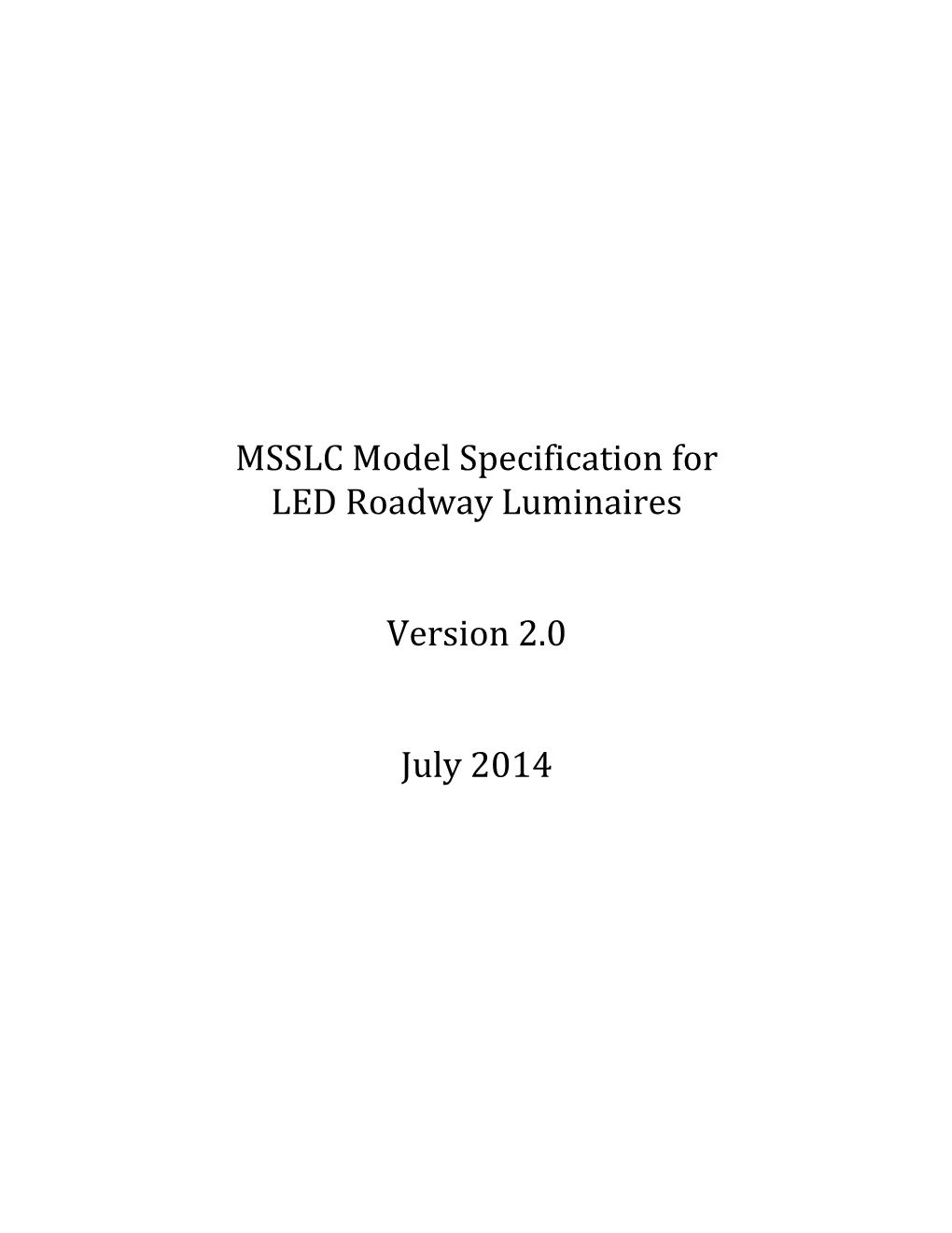 MSSLC Model Specification For