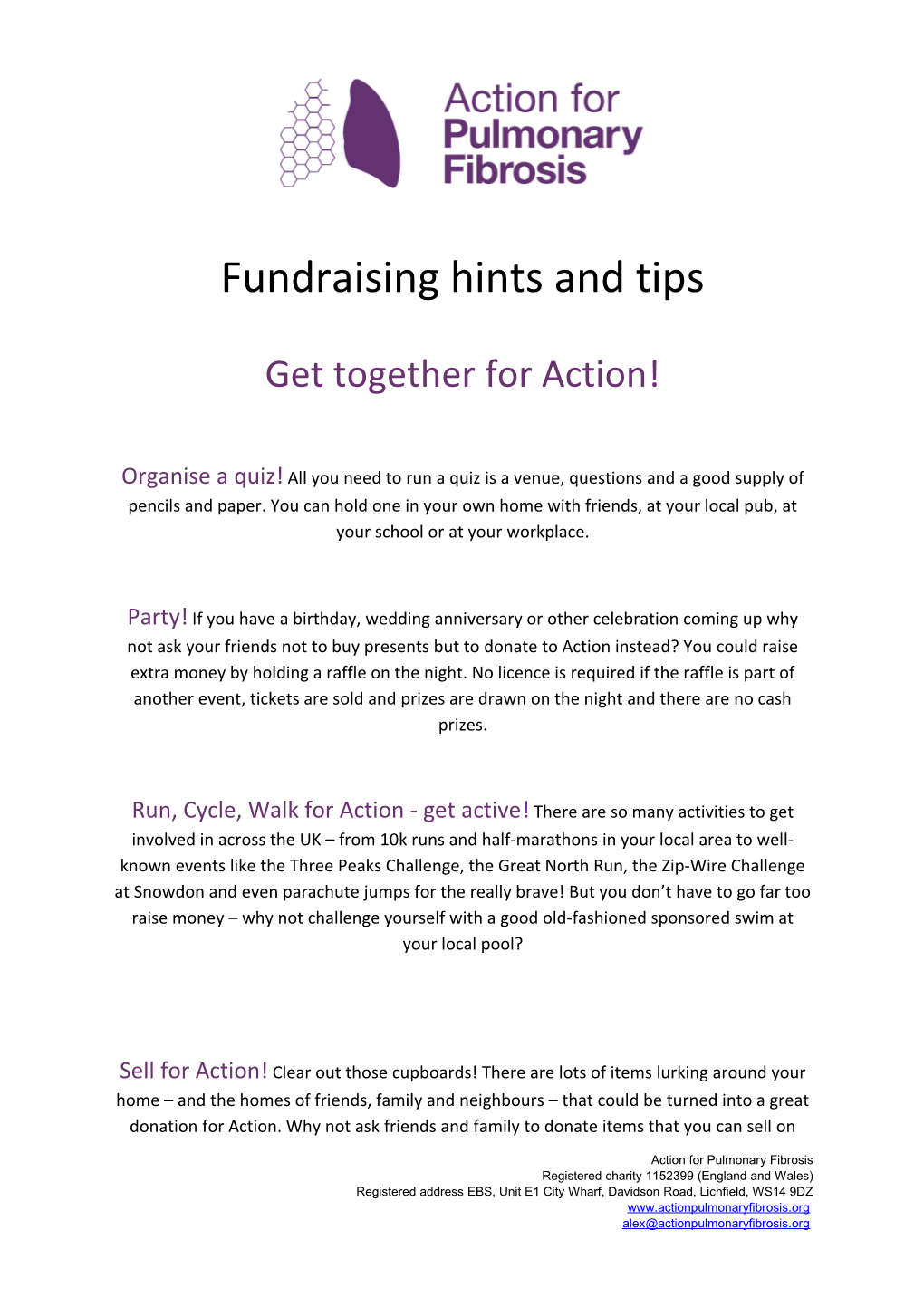 Fundraising Hints and Tips