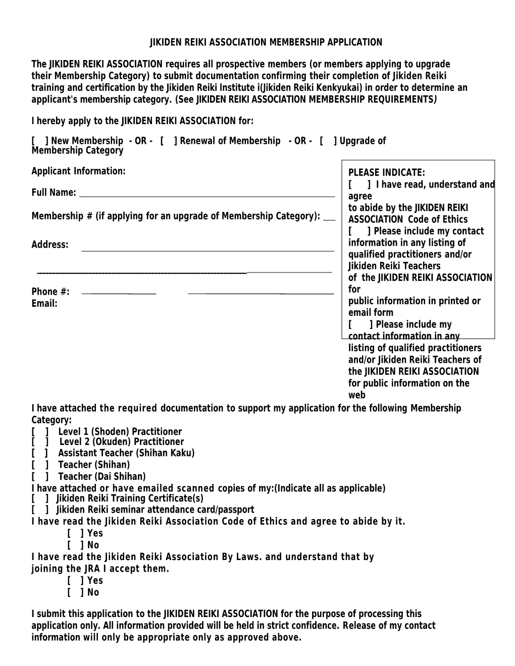 JRAC Application Form