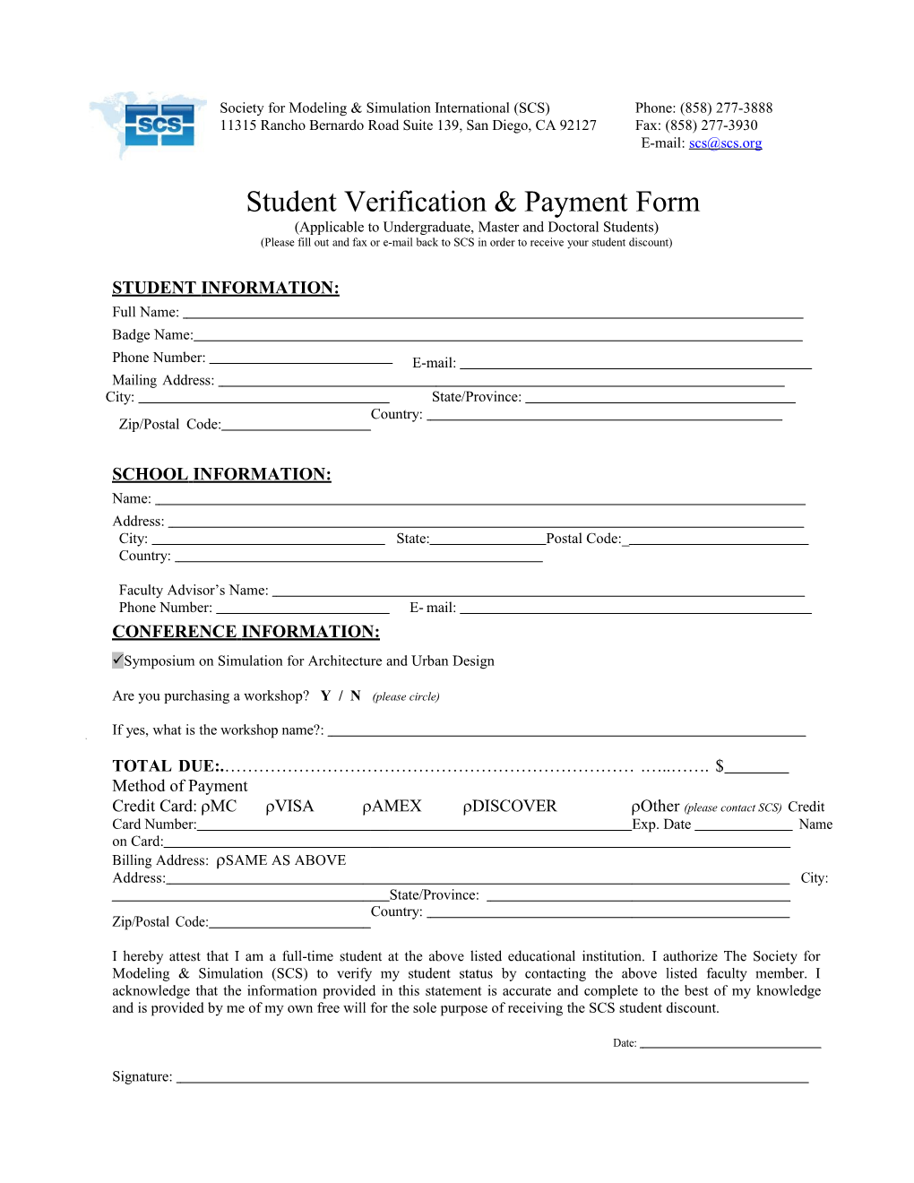 Please Fill Outand Fax Ore-Mail Back to Scsin Order to Receiveyourstudentdiscount