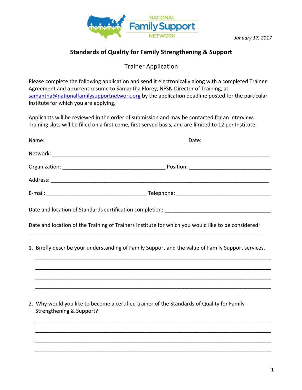 Standards of Quality for Family Strengthening & Support