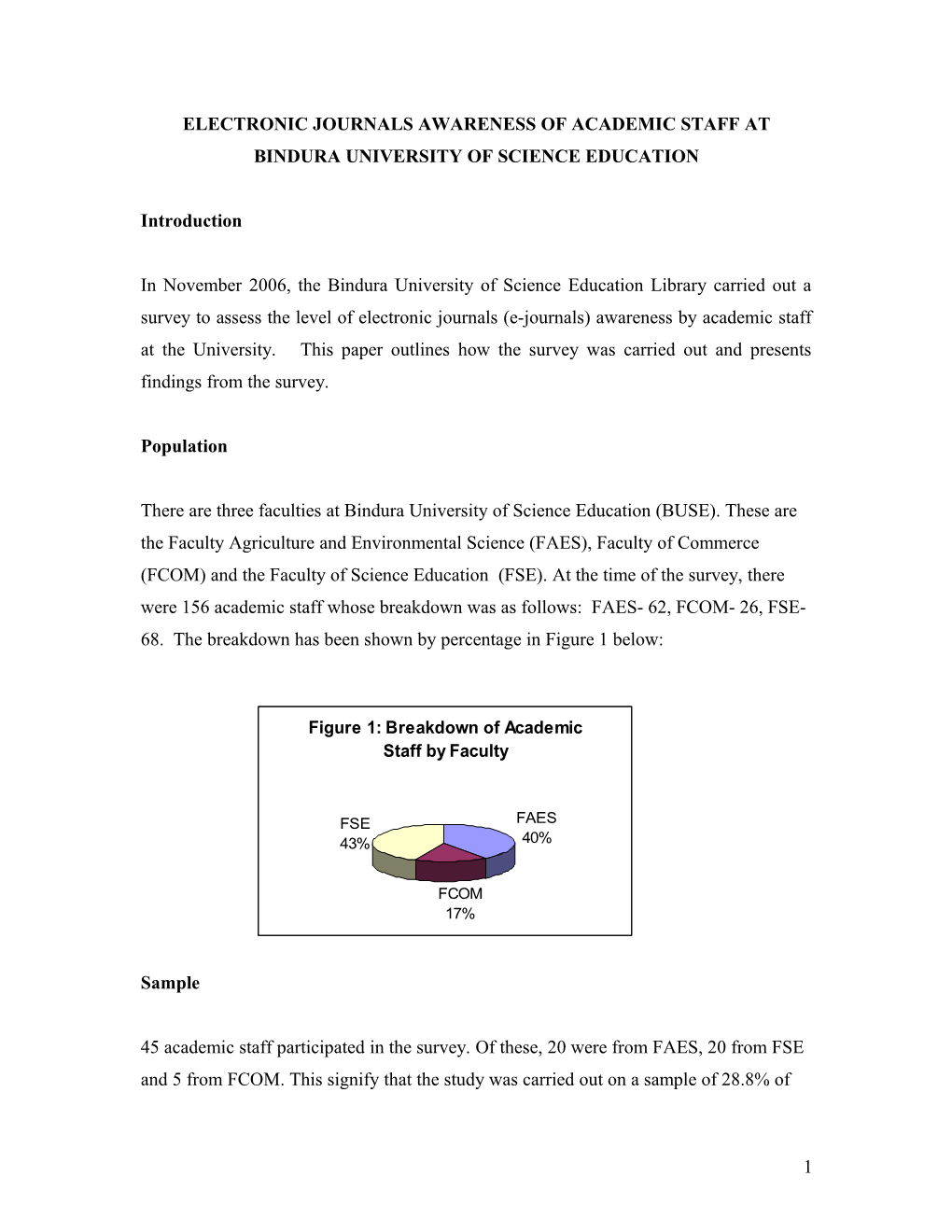 Electronic Journal Awareness by Academic Staff at Bindura University of Science