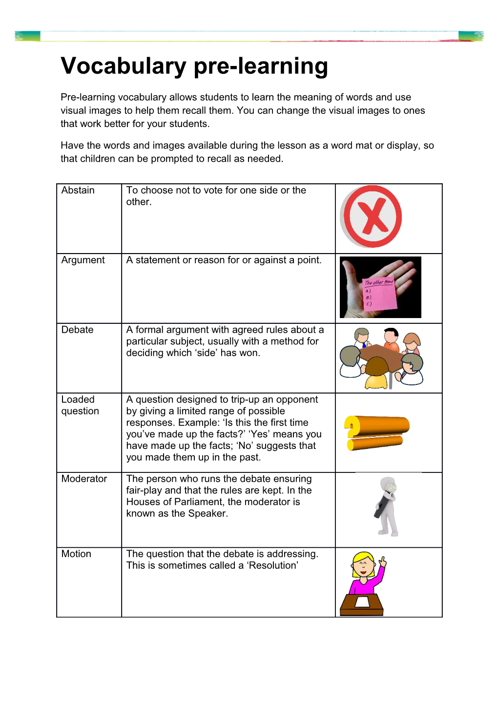 Vocabulary Pre-Learning s1