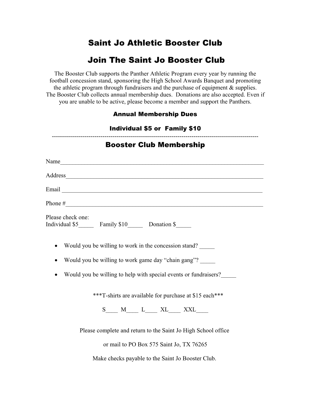 Saint Jo Athletic Booster Club