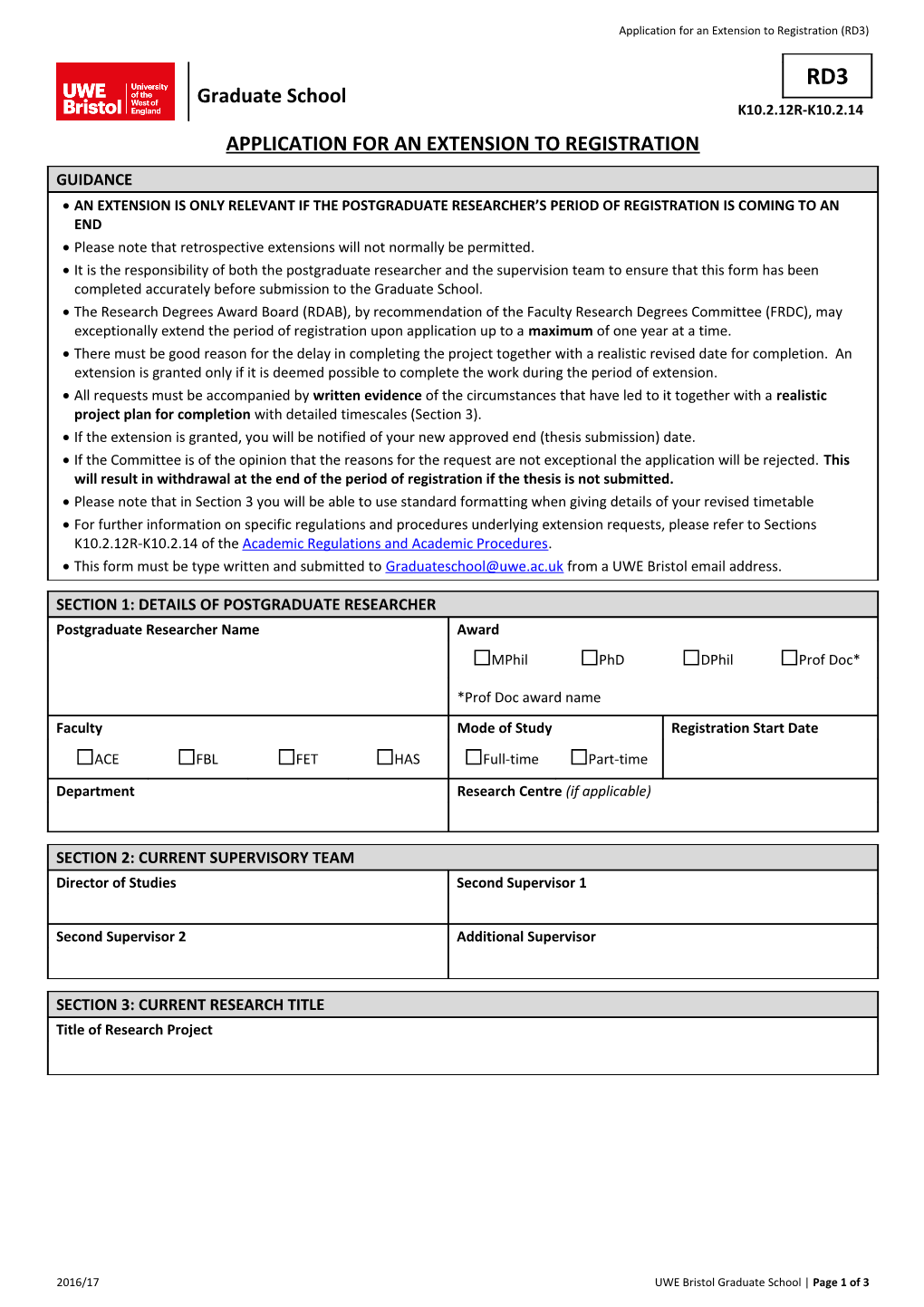 Application for an Extension to Registration