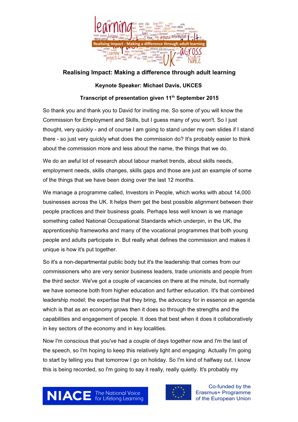Realising Impact: Making a Difference Through Adult Learning
