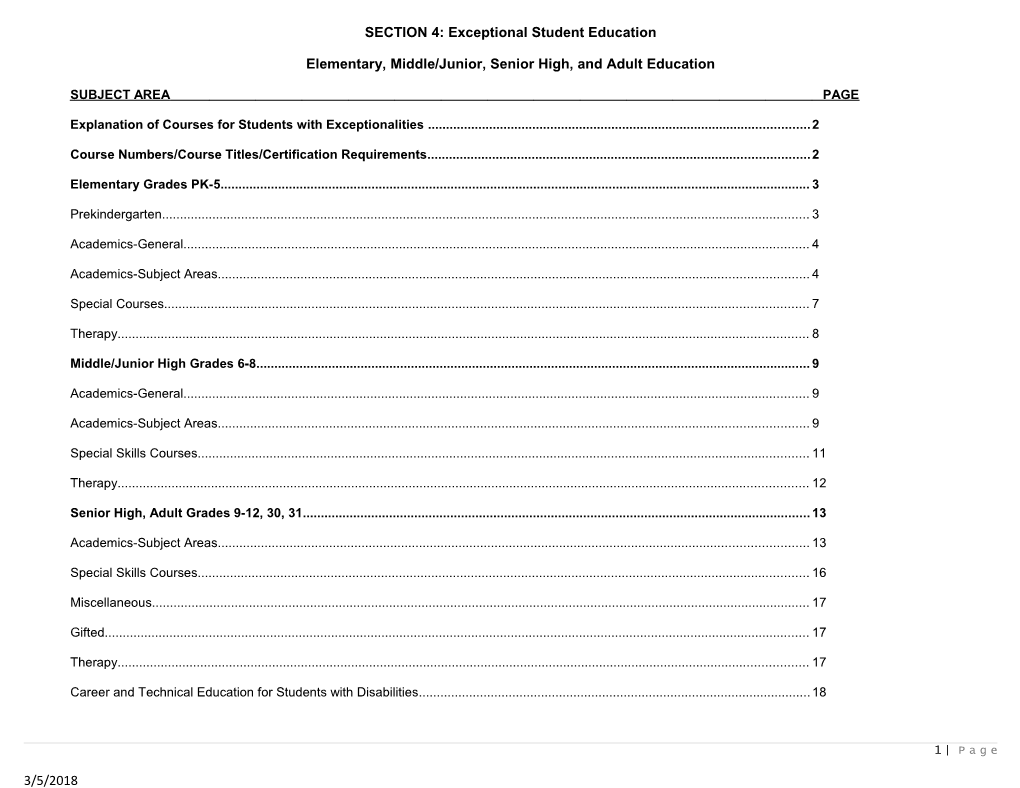 SECTION 4: Exceptional Student Education