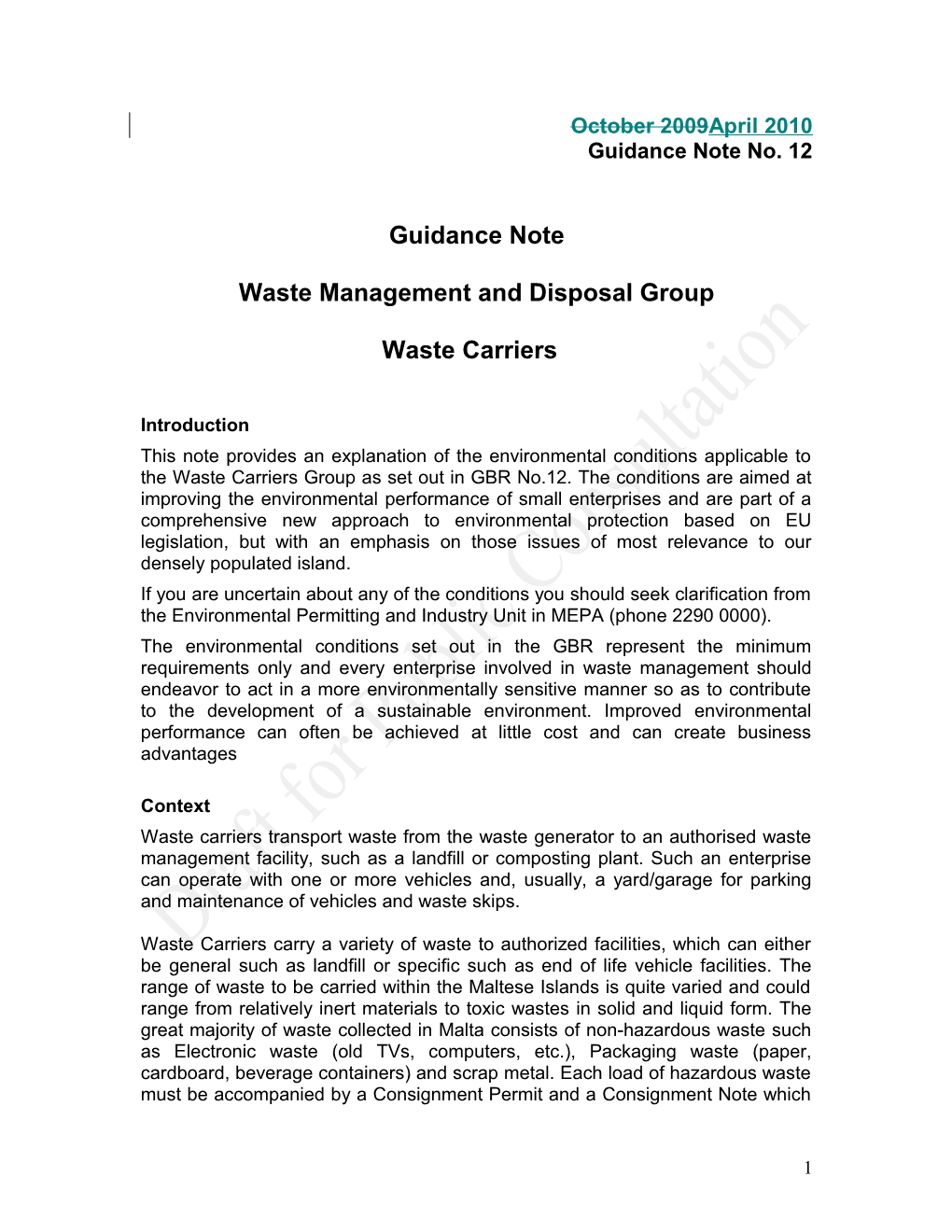 Guidance Note Waste Carriers
