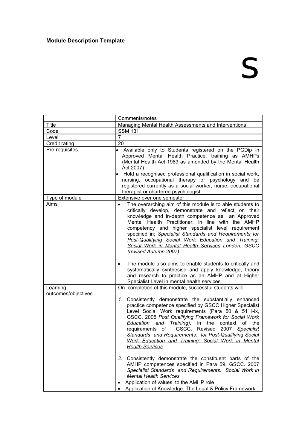 Module Description Template s3