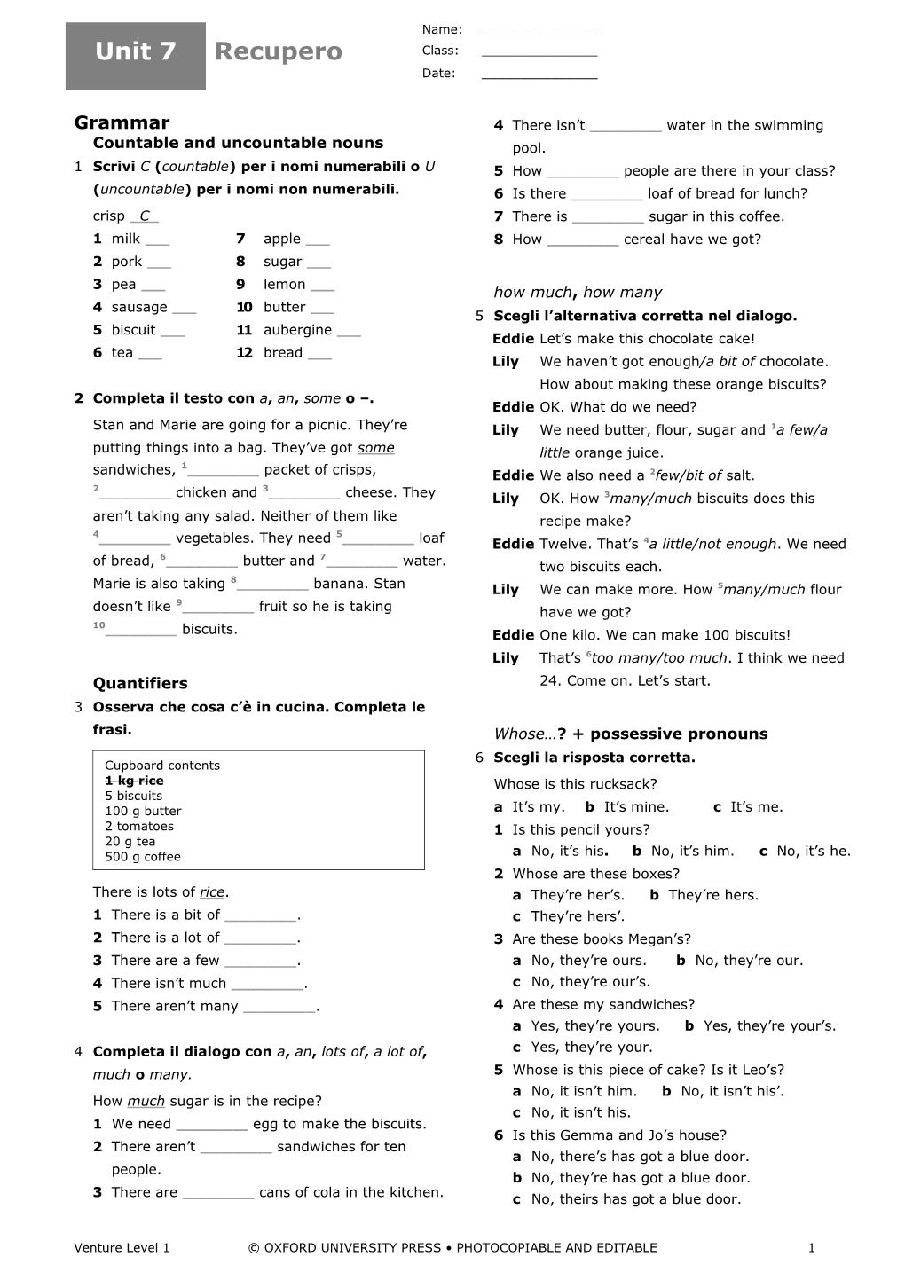 Countable and Uncountable Nouns