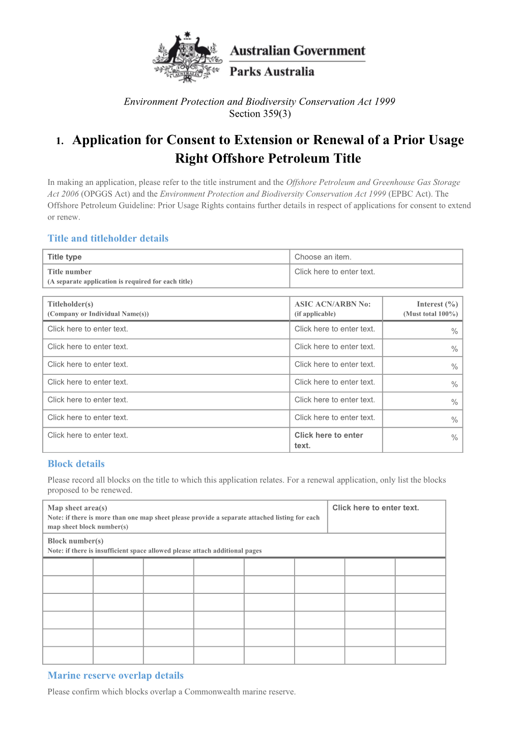 Application for Written Consent to Extension Or Renewal of a Prior Usage Right