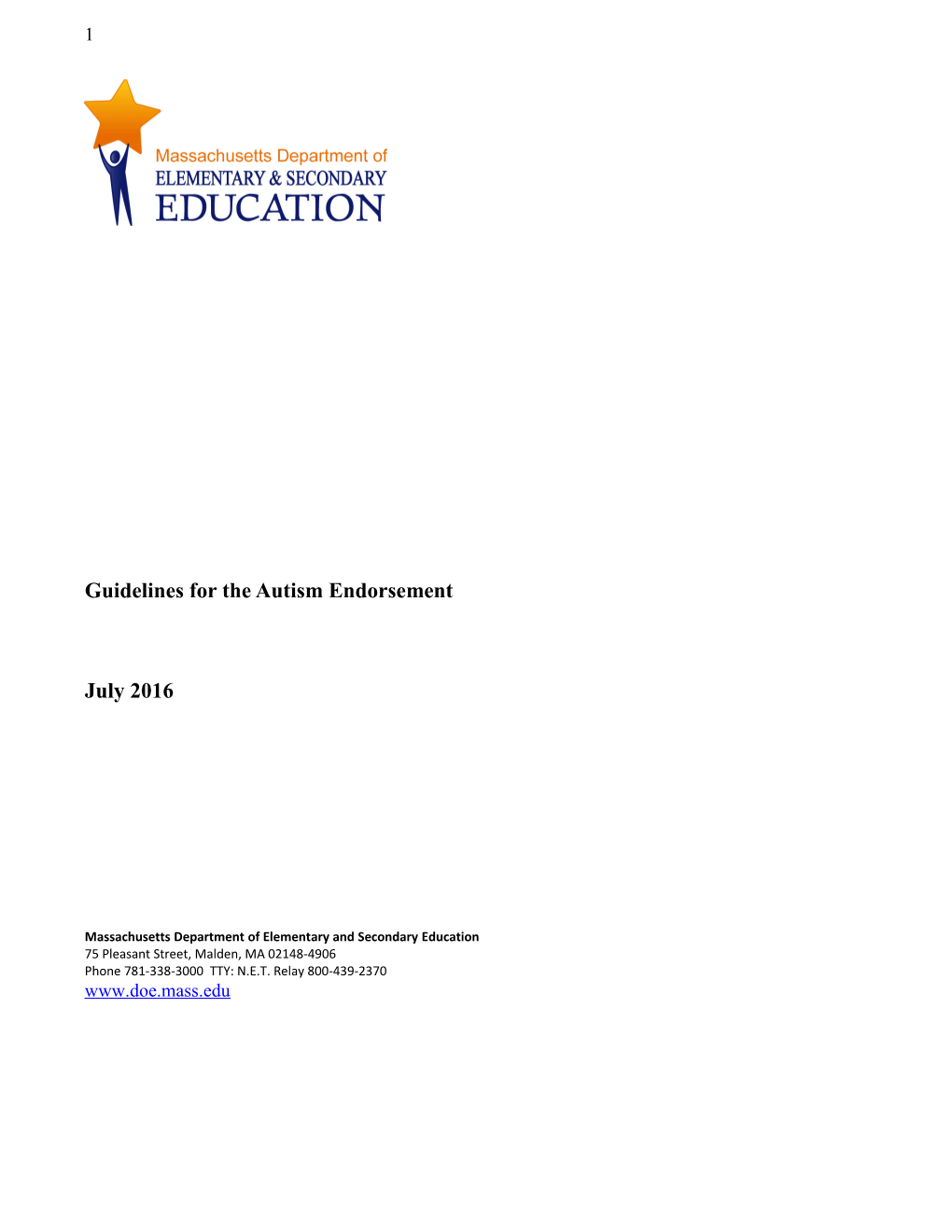 Guidelines for Autism Endorsement