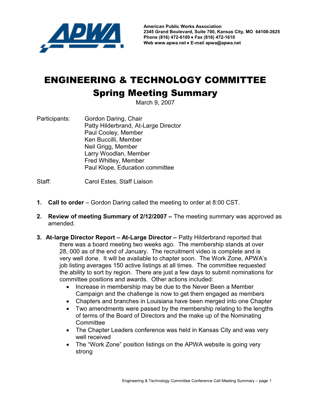 Engineering & Technology Committee