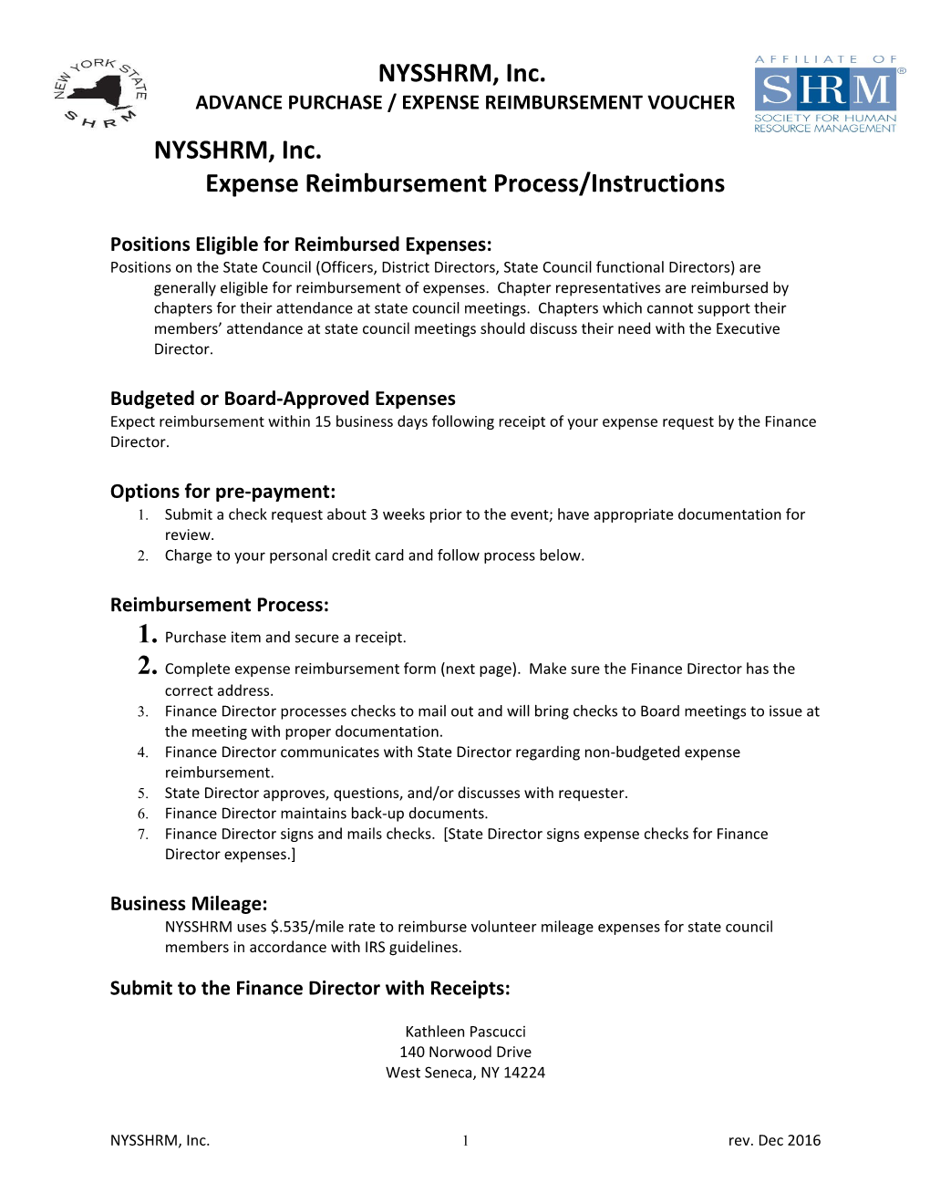 Expense Reimbursement Process