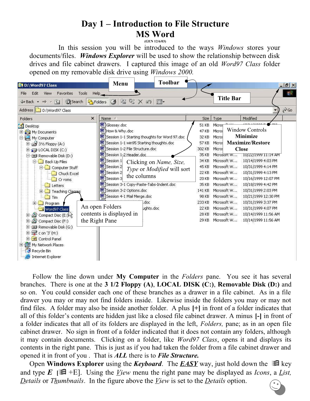File Structure Using Windows Explorer