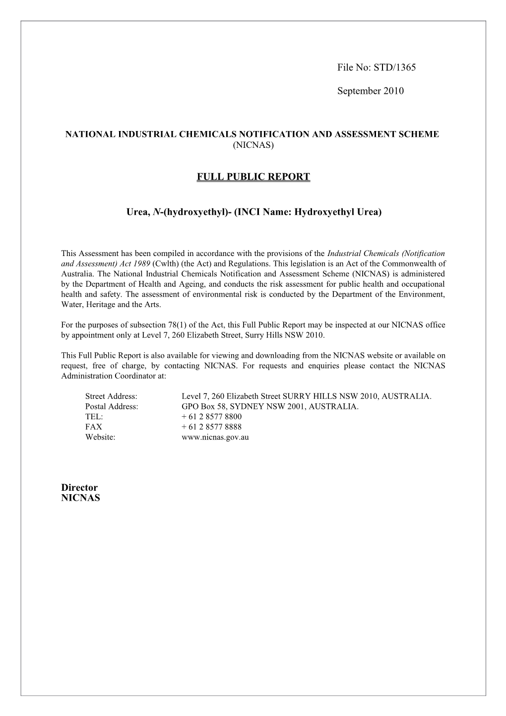 National Industrial Chemicals Notification and Assessment Scheme s36