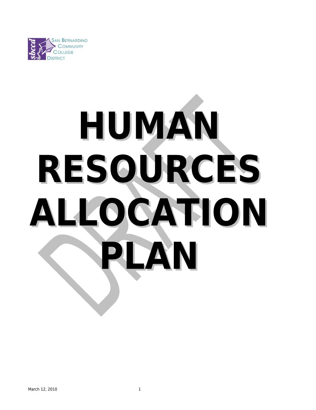 Human Resources Allocation Plan