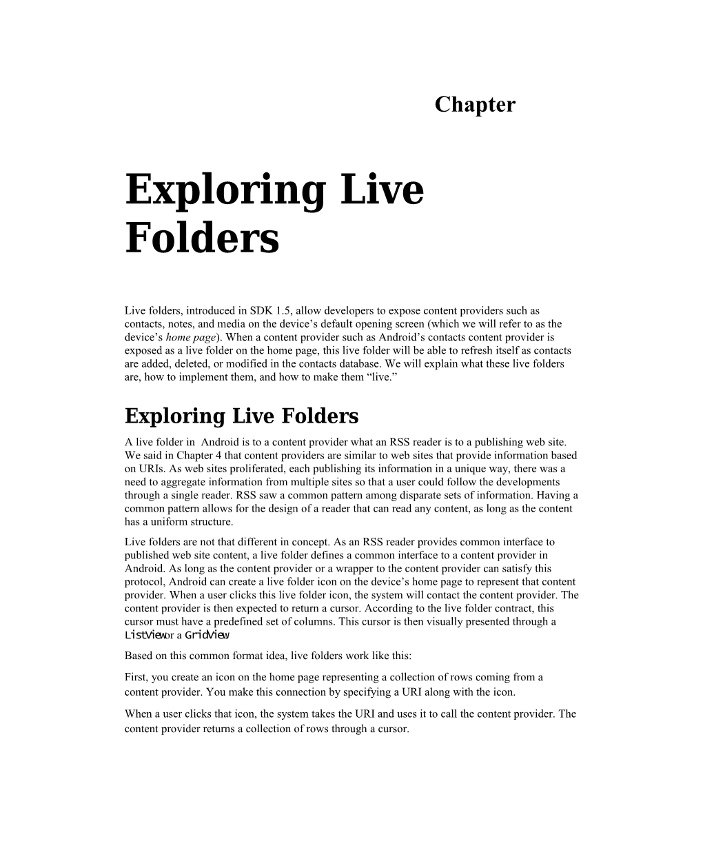 Exploring Live Folders