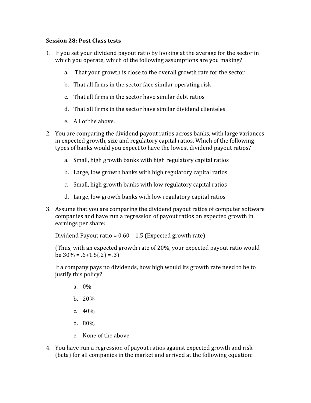 Session 28:Post Class Tests