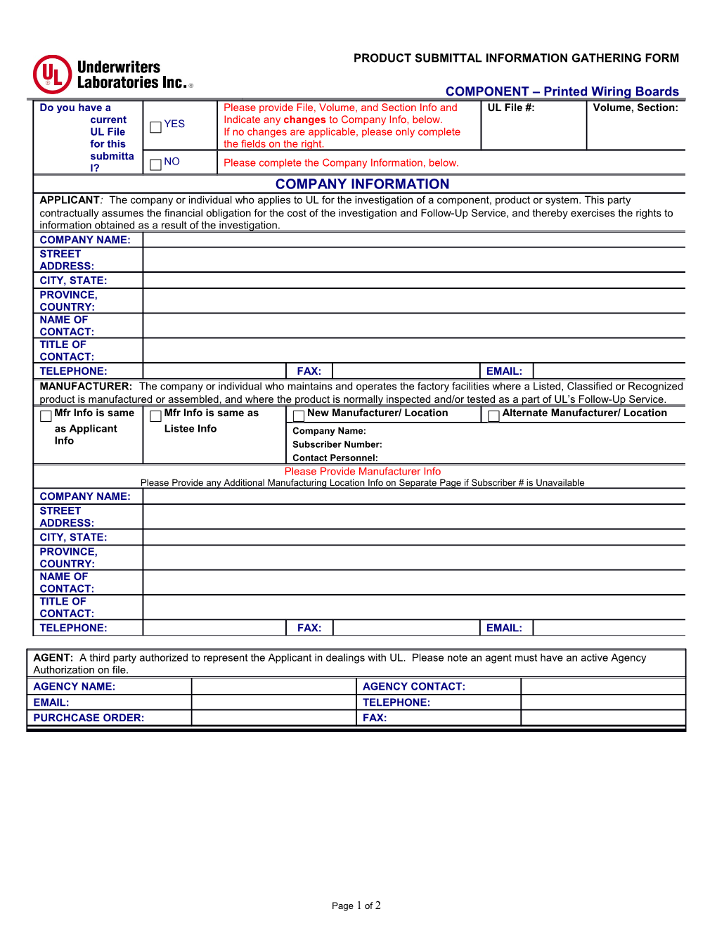 Information Gathering Form for QMFZ