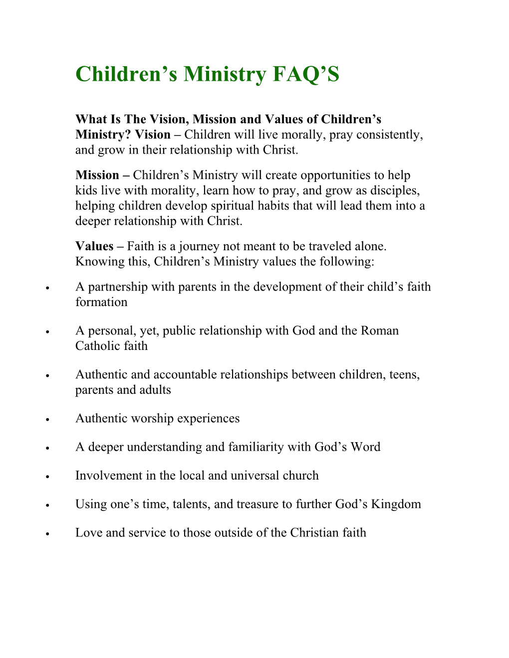 Children S Ministry FAQ S