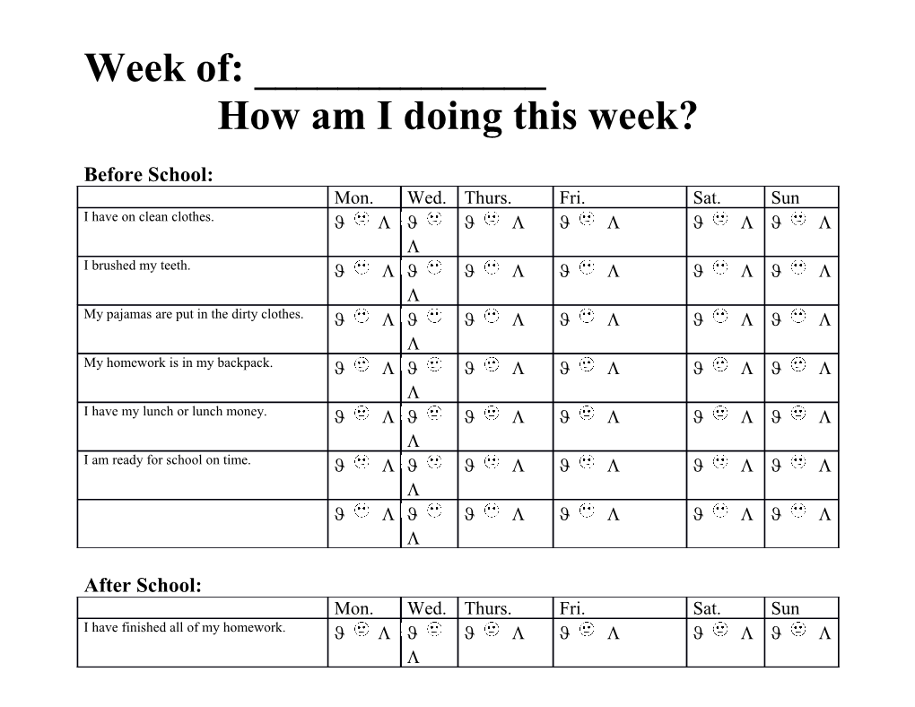 How Am I Doing This Week?