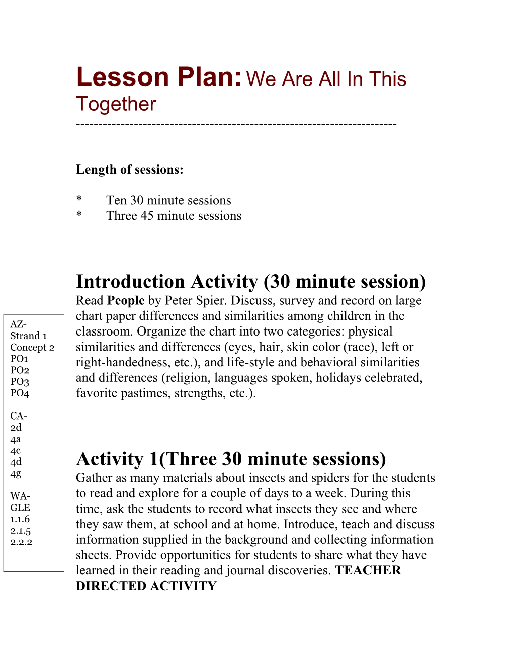 Lesson Plan: We Are All in This Together