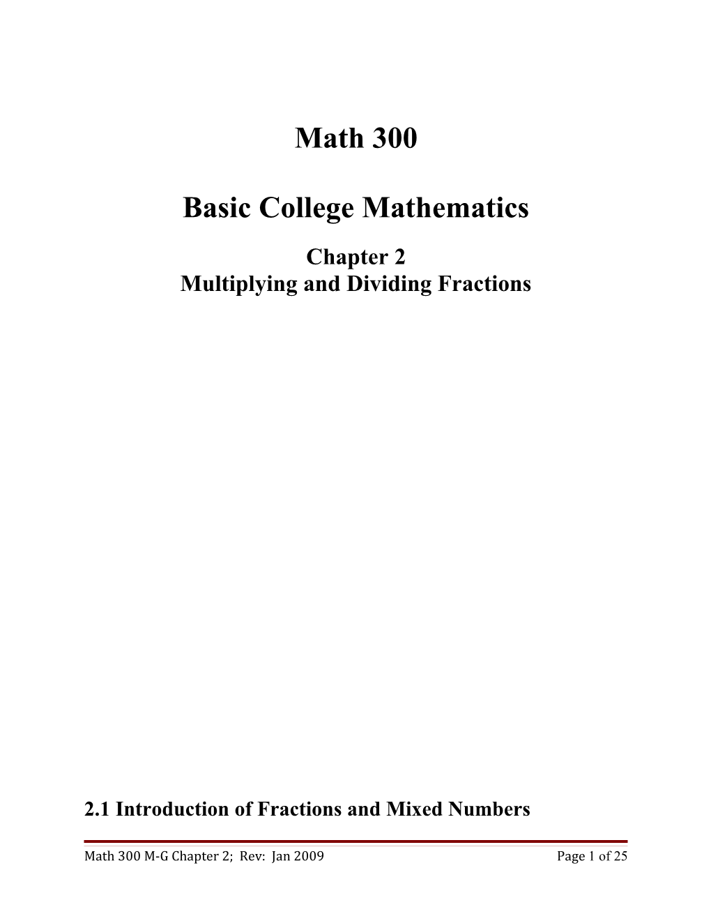 Multiplying and Dividing Fractions