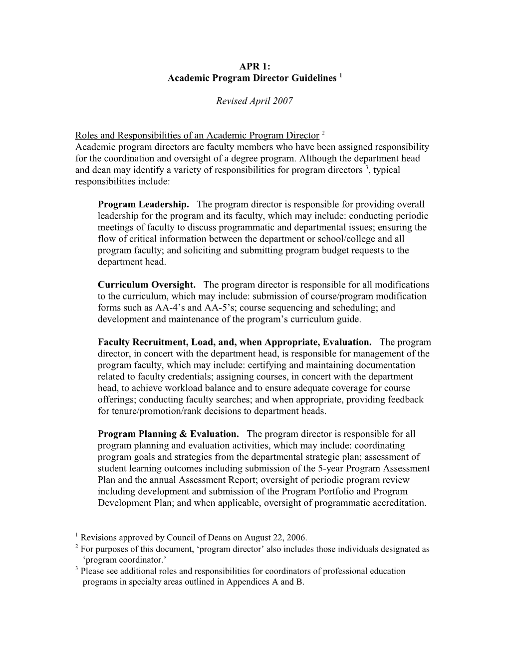 Academic Program Director Guidelines 1