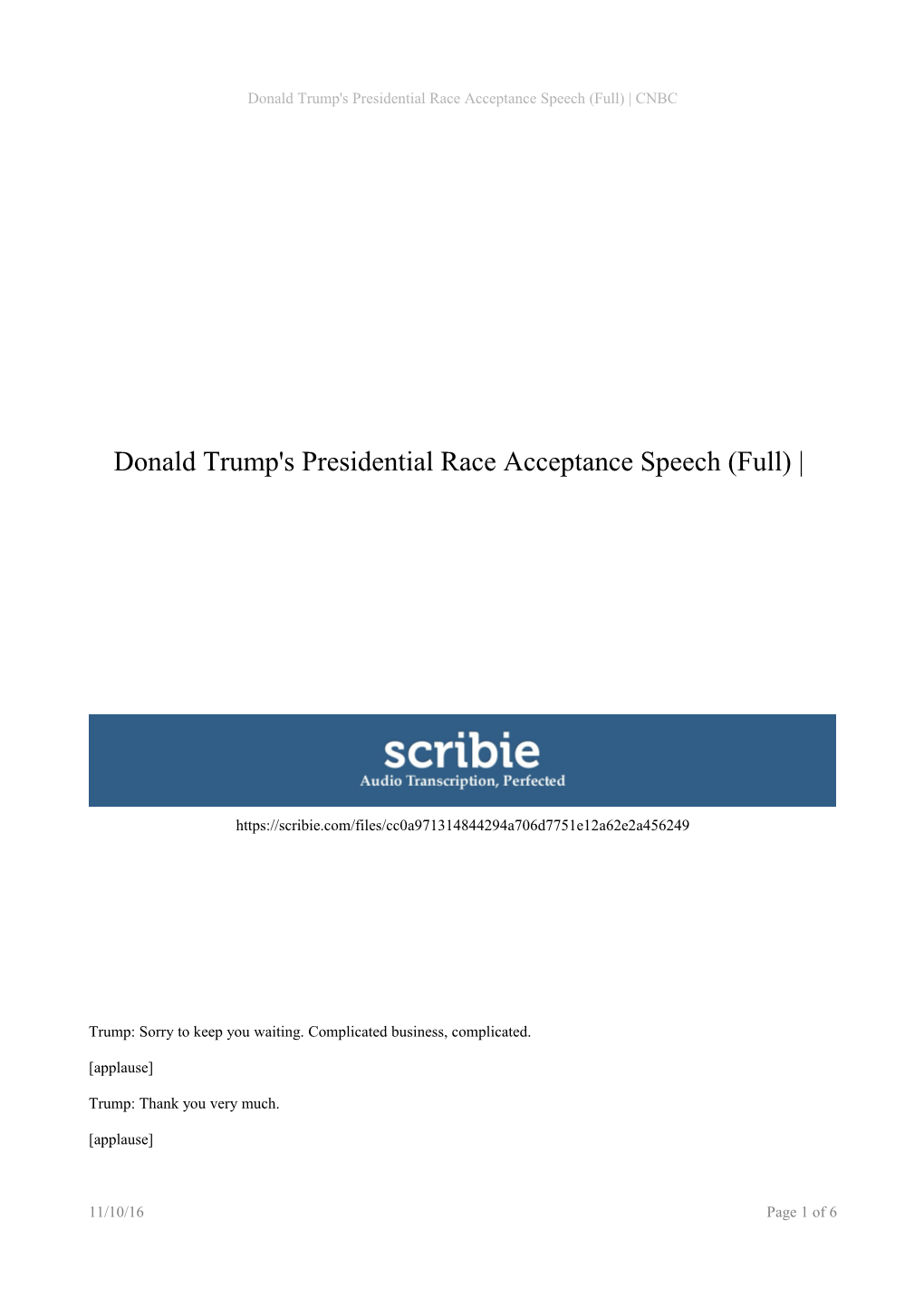 Donald Trump's Presidential Race Acceptance Speech (Full)