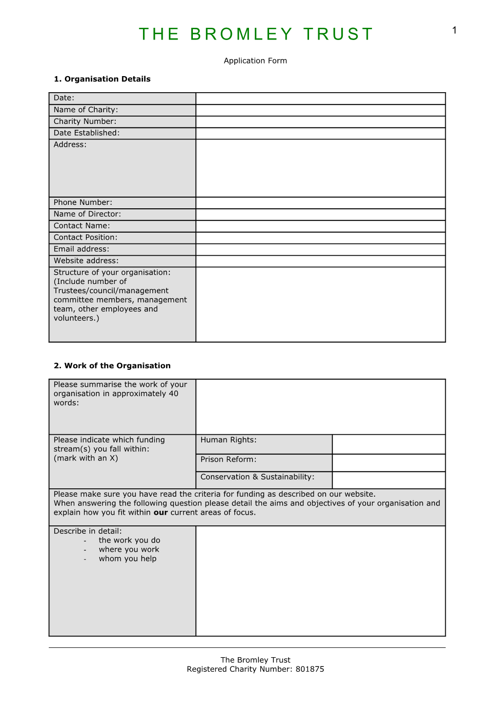 1. Organisation Details