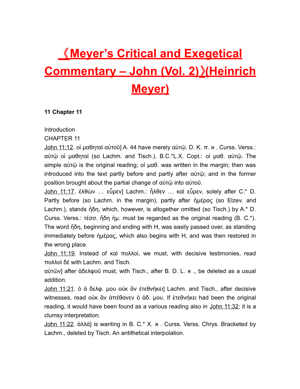 Meyer S Critical and Exegetical Commentary John (Vol. 2) (Heinrich Meyer)