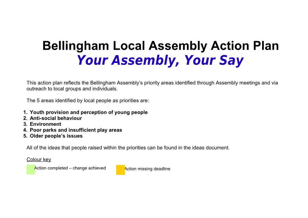 Bellingham Assembly Action Plan