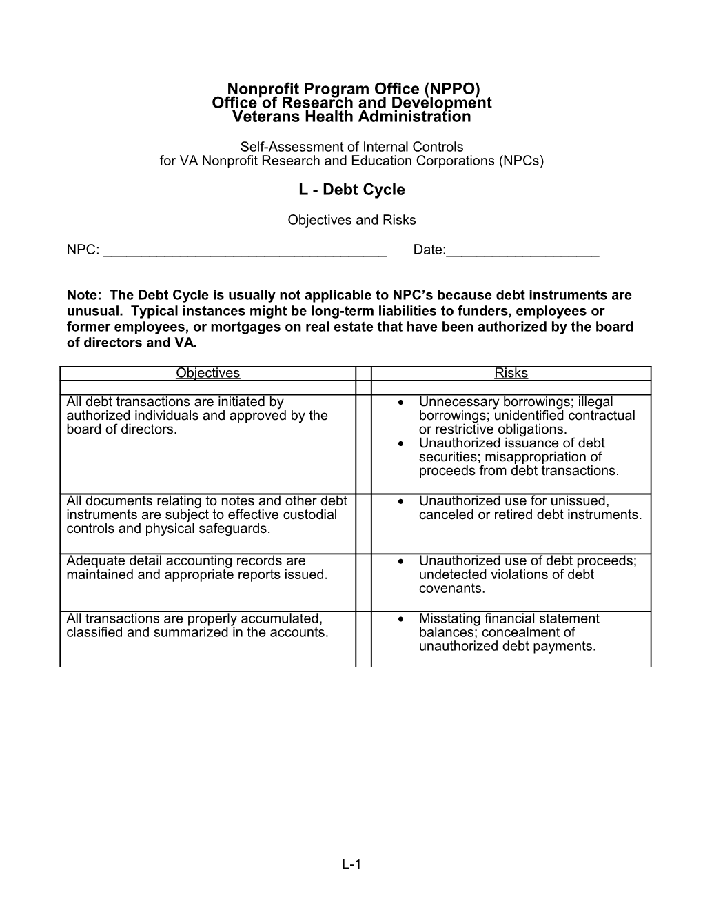 NPPO ORD VHA - Debt Cycle