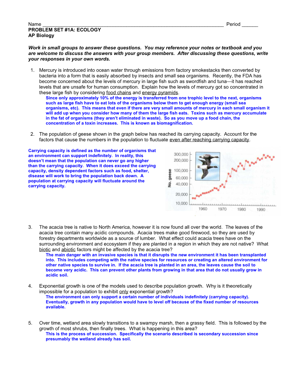 Problem Set #1A: Ecology