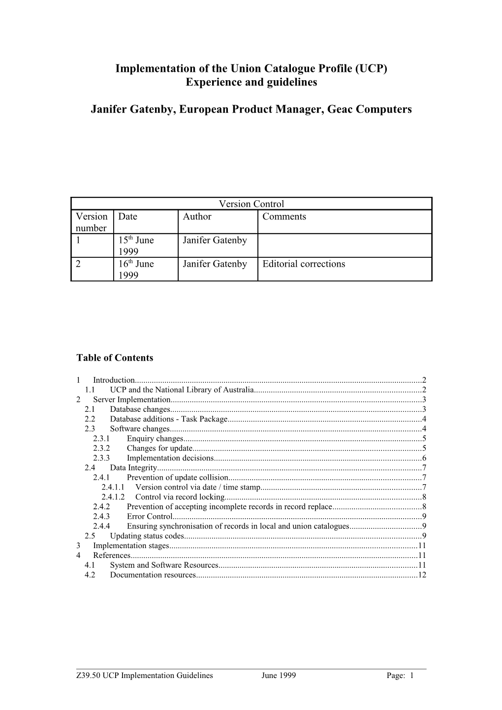 Guide to the Implementation of the Union Catalogue Profile (UCP)